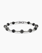 Spiritual Beads Bracelet in Sterling Silver with Black Onyx and Black Diamonds, 6mm